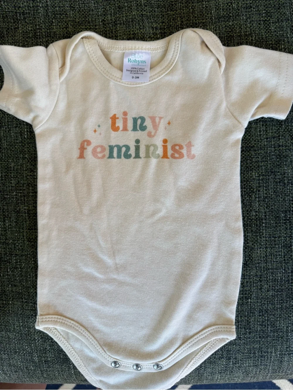 Cream 'Tiny Feminist' Baby One-Piece